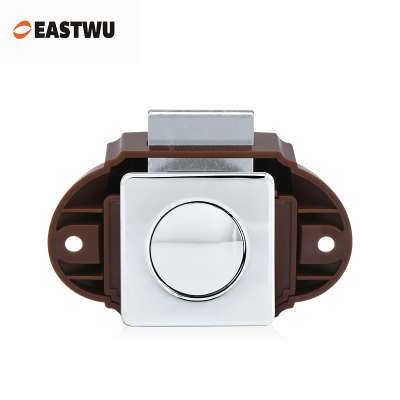 Caravan Motorhome ambulance cabinet brown lock mechanism and chrome push button Lock Latch RV Boat Yacht  Furniture Lock Handle