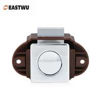 Caravan Motorhome ambulance cabinet brown lock mechanism and chrome push button Lock Latch RV Boat Yacht  Furniture Lock Handle